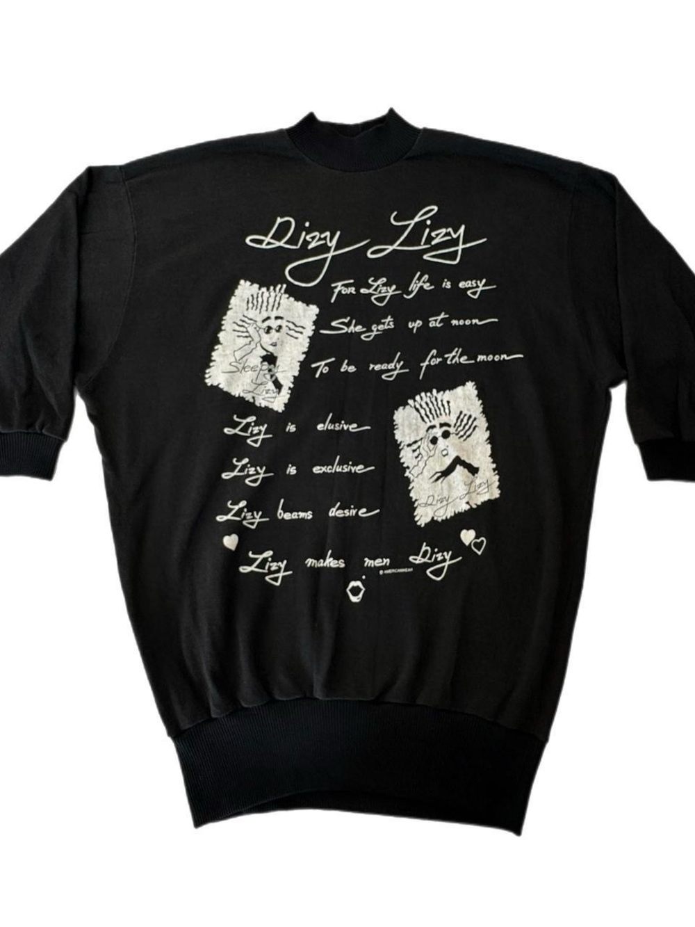 Vintage 80’s / 90’s Dizzy Lizy Black High Crewneck Sweater with Cream Graphic